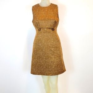Tori Burch mustard check sheath dress
